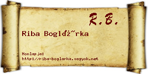 Riba Boglárka névjegykártya
